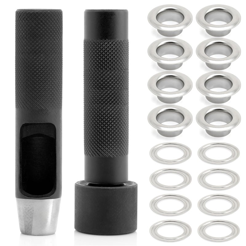 CRAFTMEMORE 5/8" Grommet Tool Kit Eyelet Setting Tool Grommet Setter Hole Punch Cutter & Pack of 10 Grommets (5/8" (16mm) Inside Diameter) - Image 1